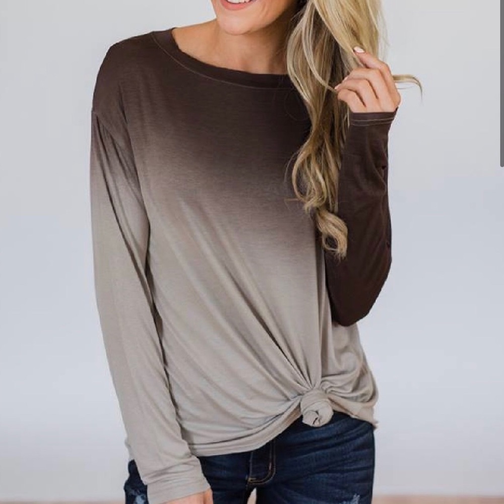 Brown Gradient long sleeve loose fit top